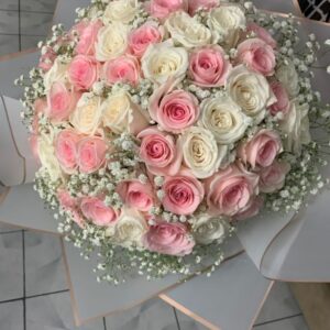 Blushing Harmony Pink & White Rose Bouquet