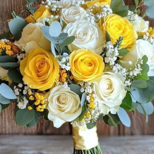 Sunlit Grace Yellow & White Rose Bouquet