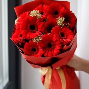 Scarlet Charm Red Chrysanthemums Bouquet